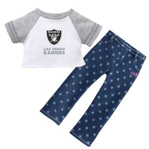 American Girl Doll NFL LasVegas RAIDERS FAN TEE + STAR JEGGINGS Football Outfit